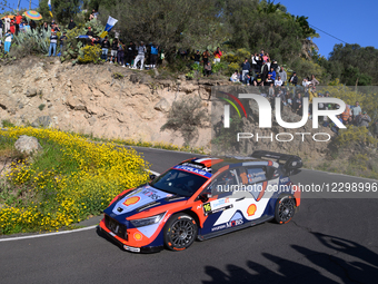 The driver Adrien Fourmaux and co-driver Alexandre Coria of the Hyundai Shell Mobis World Rally Team, in a Hyundai i20 N Rally1, face the sh... by Luca Barsali/NurPhoto