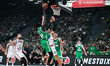 Wenyen Gabriel of Panathinaikos AKTOR Athens competes with Derek Willis of Anadolu Efes du...