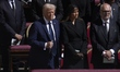 US president Donald Trump and his wife Melania are seen at the Pope's Funeral at the Vatic...