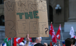 EDMONTON, CANADA - APRIL 26: A participant hold a placard with words 'Where's The Beef?'...