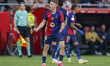 Fermin Lopez of FC Barcelona celebrates a goal during the Final Copa del Rey match between...