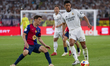 Jude Bellingham of Real Madrid passes the ball during the Final Copa del Rey match between...
