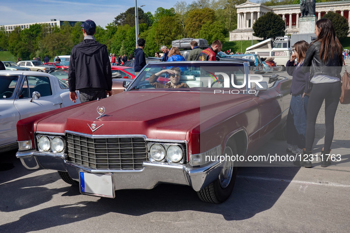 Visitors Admire Classic Cars At The Munich Vintage Car Meeting