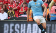 Ruben Dias of Manchester City plays during the FA Cup Semi-Final match between Nottingham...