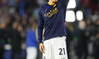 Kristjan Asllani defensive midfield of Internazionale and Albania during the warm-up befor...