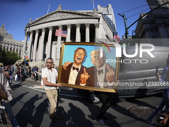 A general view of the protest takes place on Thursday, May 1, at Foley Square in front of the courthouse and ICE office. The first day of th... by Deccio Serrano/NurPhoto