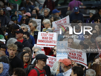 A general view of the protest takes place on Thursday, May 1, at Foley Square in front of the courthouse and ICE office. The first day of th... by Deccio Serrano/NurPhoto