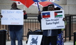 A general view of the protest takes place on Thursday, May 1, at Foley Square in front of...