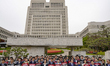 Over 50 lawmakers from the Democratic Party of Korea hold a press conference in front of t...