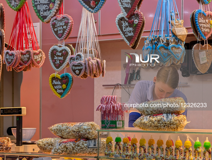 Bavarian Gingerbread Hearts Stall At Fun Fair