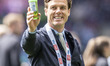 Burnley FC manager Scott Parker participates in Burnley celebrations during the Sky Bet Ch...