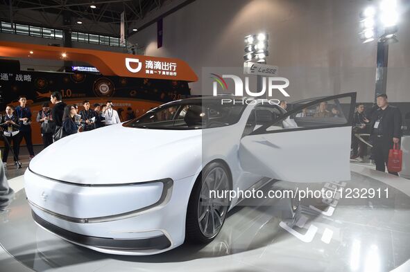 A driverless car is shown on Guiyang International Big Data Expo 2016 in Guiyang, capital of southwest China's Guizhou Province, May 25, 201...