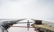 Salt lakes on an area of a salt factory near Swakopmund, Namibia, on Wednesday, May 25, 20...