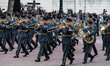 LONDON, UNITED KINGDOM - MAY 05, 2025: Members of the Royal Air Force marching band march...