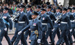 LONDON, UNITED KINGDOM - MAY 05, 2025: Members of the Royal Air Force march along the Mall...