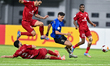 Youssef Ayman Farahat of Al-Duhail SC and Abdulrahman Mohammed Mohammed of Al-Sailiya SC b...