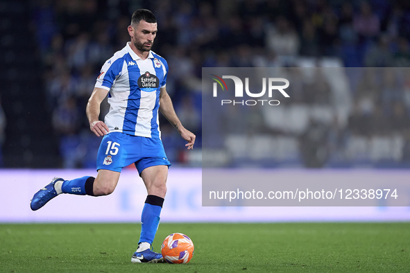 Pablo Vazquez of RC Deportivo de La Coruna plays during the La Liga Hypermotion match between RC Deportivo de La Coruna and Albacete Balompi...