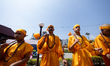 Nepali Hindu teenage and adolescent boys undergo the ritualistic tradition of Bratabandha...