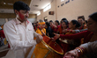 Nepali Hindu teenage and adolescent boys undergo the ritualistic tradition of Bratabandha...
