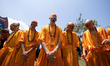 Nepali Hindu teenage and adolescent boys undergo the ritualistic tradition of Bratabandha...