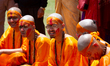 Nepali Hindu teenage and adolescent boys undergo the ritualistic tradition of Bratabandha...