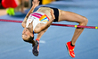 Charity Hufnagel of the United States competes in the women's high jump event during the 2...