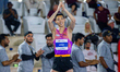 Sanghyeok Woo of South Korea celebrates after winning the men's high jump event during the...