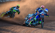 Steve Worrall in blue leads Robert Lambert in red with Adam Ellis on the outside during th...