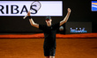 Jannik Sinner of Italy celebrates the victory against Francisco Cerundolo of Argentina dur...