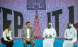 Former Germany national team captain Dirk Nowitzki and FIBA Global Ambassador and basketba...