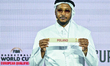 Former American basketball player and FIBA Global Ambassador, Carmelo Anthony, shows a res...