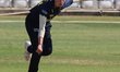Mady Villiers of Durham participates in the Metro Bank One Day Cup Women cricket match bet...
