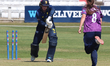 In Chelmsford, England, on May 14, 2025, Essex Women's Esmae MacGregor bowls out Durham's...