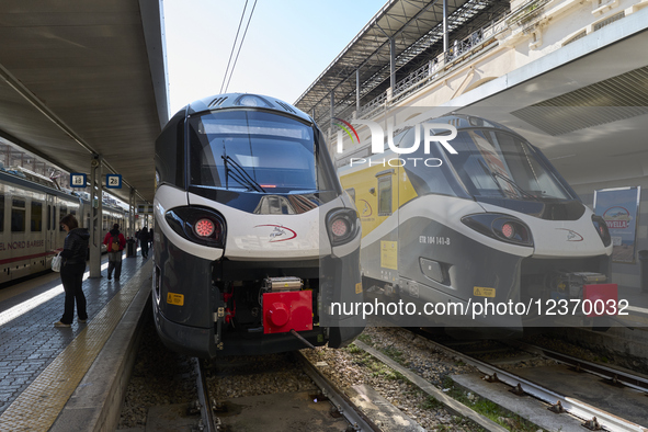 A train operated by Ferrovie Appulo Lucane (FAL) stands at the platform of the Bari railway station in Bari, Italy, on April 29, 2025. The i... by Matteo Della Torre/NurPhoto