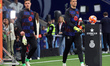 Wojciech Szczesny and Marc-Andre ter Stegen train during the match between RCD Espanyol an...