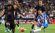 Edu Exposito and Ronald Araujo play during the match between RCD Espanyol and FC Barcelona...