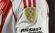The Copa Libertadores badge is on Franco Mastantuono's shirt during the match between Rive...