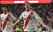 Franco Mastantuono of River Plate celebrates his goal during the match between River Plate...
