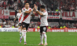 Maximiliano Meza of River Plate celebrates his goal with Milton Casco during the match bet...