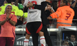Manuel Lanzini of River Plate celebrates his goal with Marcelo Gallardo during the match b...