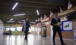 Nadya Rasheed (blue suit and keffiyeh), Palestinian ambassador to Mexico, is at the Nation...