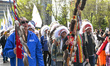 EDMONTON, CANADA - MAY 15:Hundreds of First Nations members and allies gather outside the...