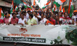 Supporters of India's ruling Bharatiya Janata Party (BJP) march through the streets in Kol...