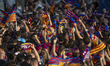 In Barcelona, Spain, on May 16, 2025, FC Barcelona celebrates their historic 2024-2025 sea...