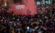 In Barcelona, Spain, on May 16, 2025, FC Barcelona celebrates their historic 2024-2025 sea...
