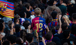 In Barcelona, Spain, on May 16, 2025, FC Barcelona celebrates their historic 2024-2025 sea...
