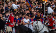 In Barcelona, Spain, on May 16, 2025, FC Barcelona celebrates their historic 2024-2025 sea...