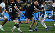 Adam Brocklebank of Newcastle Falcons takes on Christian Wade of Gloucester Rugby during t...