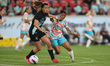 Gotham FC forward Sarah Schupansky #11 and San Diego Wave FC forward Gia Corley #11 partic...