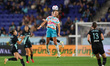 San Diego Wave FC midfielder Kyra Carusa #19 deflects the ball high in the air during the...